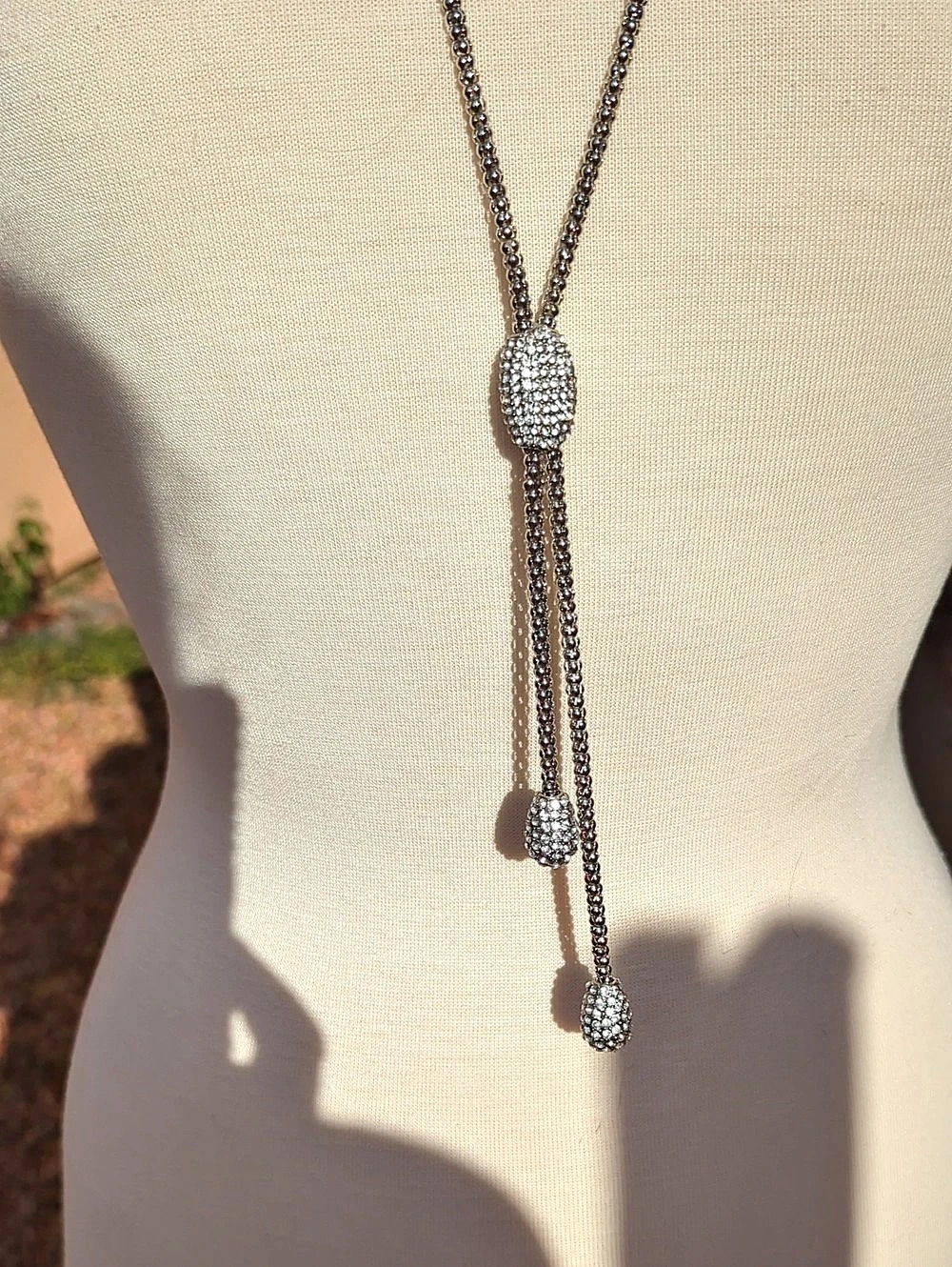Chico's Statement Pendant Necklace in Silver NWT